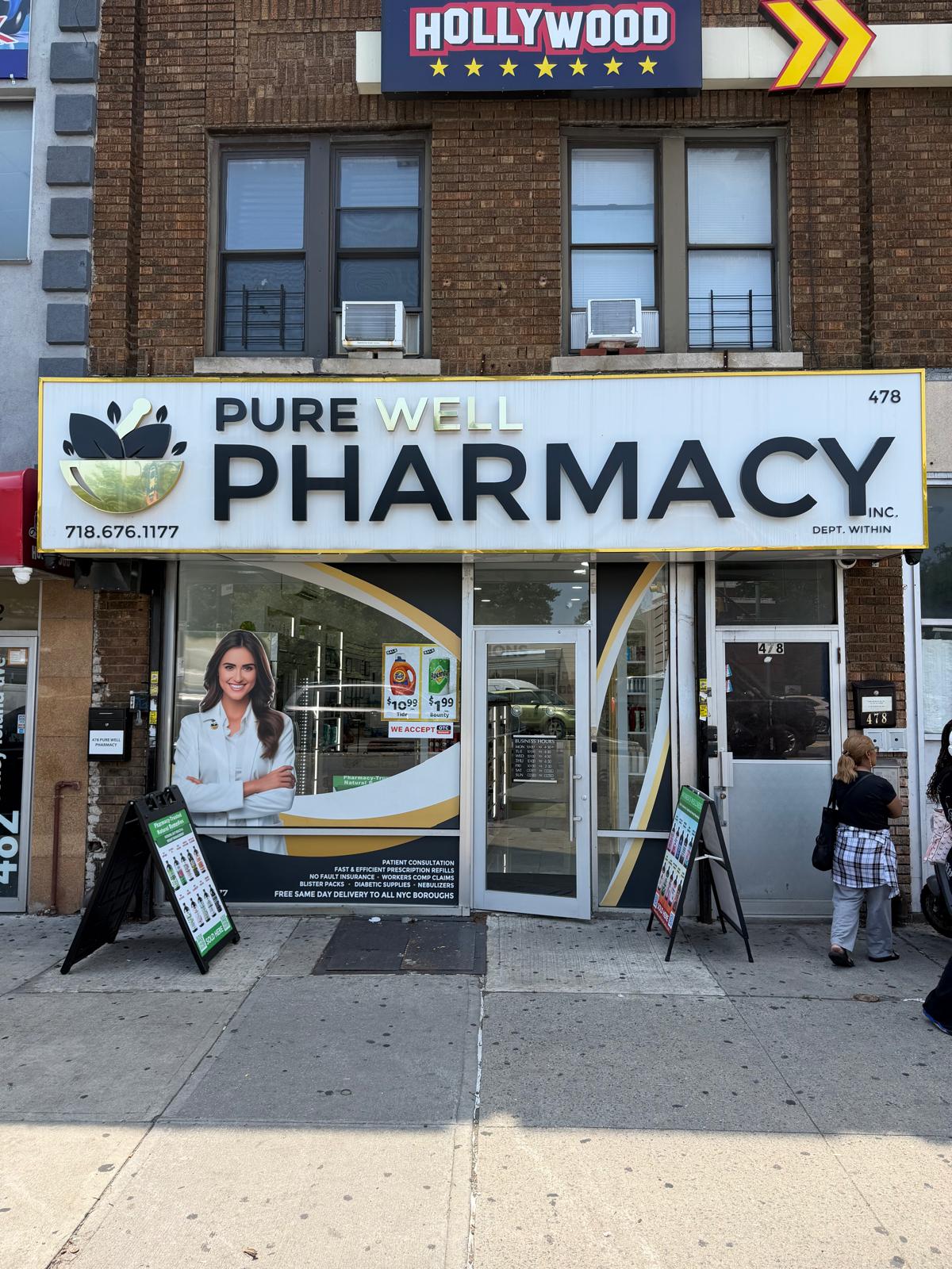 Prescriptions counter at Pure Well Pharmacy